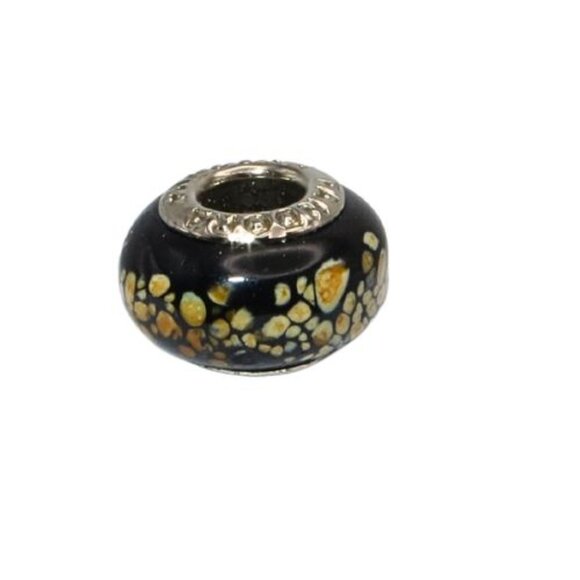 Pandora Rare! Klint -style Black with Multicolored Murano Glass & SS .925 Charm - Picture 2 of 6